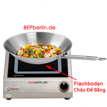 Wokpfanne-Inox Ø 38,5 cm-Boden flach Ø 14,5cm W385F